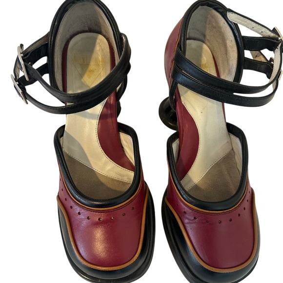 John Fluevog Mary Jane Heel Chunky Platform Buckle Ankle Strap Shoes Womens Size - Picture 2 of 7